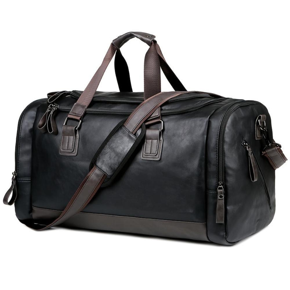 Everett Travel Duffel Bag Black Brown