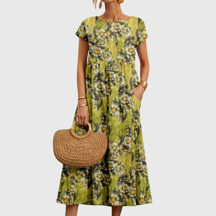 Vicki | Chic Floral Dress Yellow