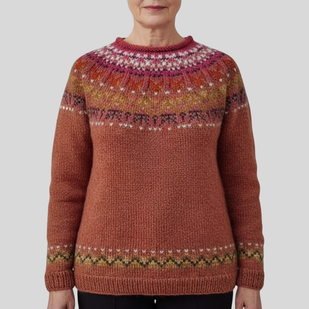 Lana | Elegant Vintage Crew Neck Red