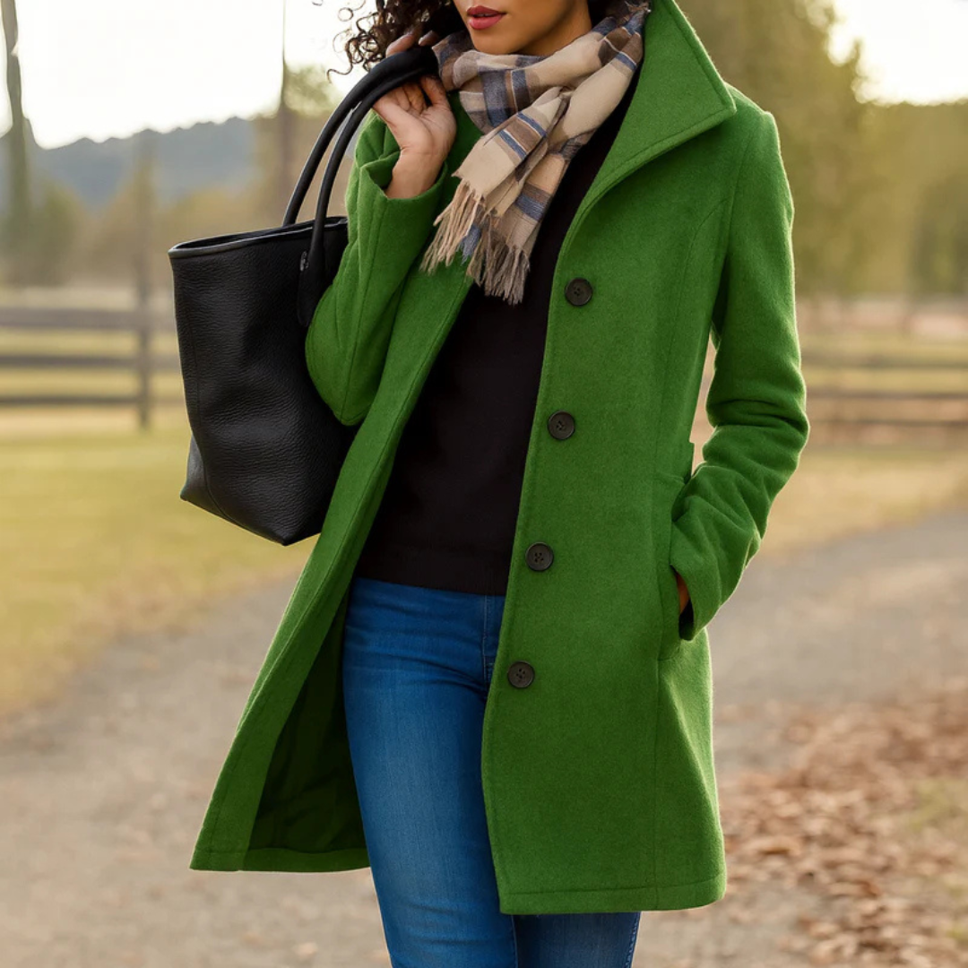 Leila | Classic Coat Moss Green