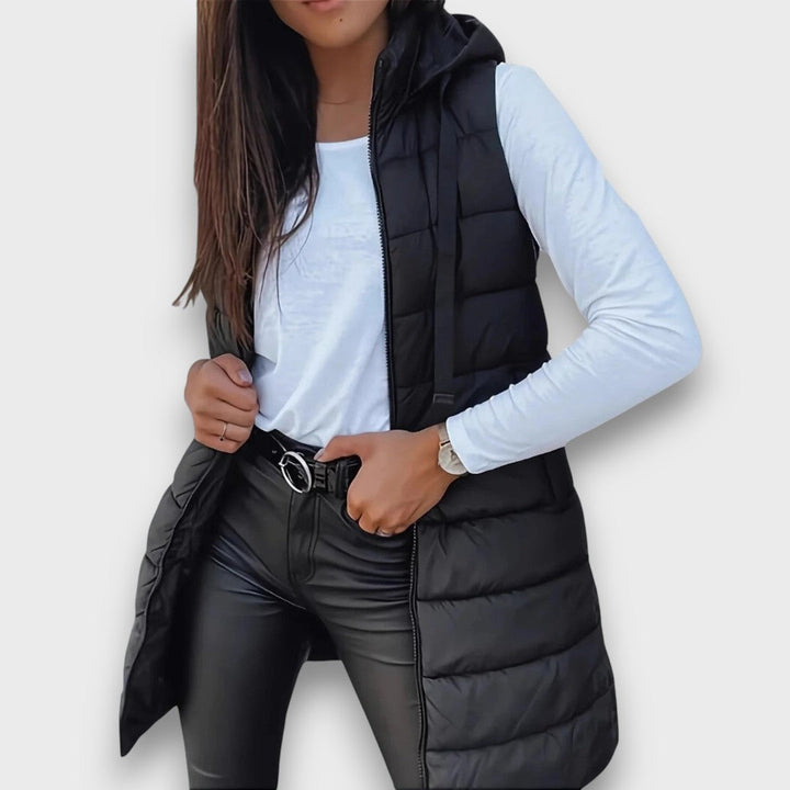 Kaira | Casual Sleeveless Hooded Puffer Vest Black