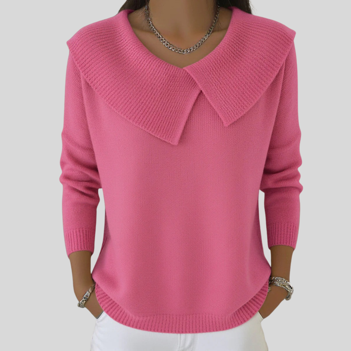 Lucia | Cozy Sweater with a Soft Collar Pink