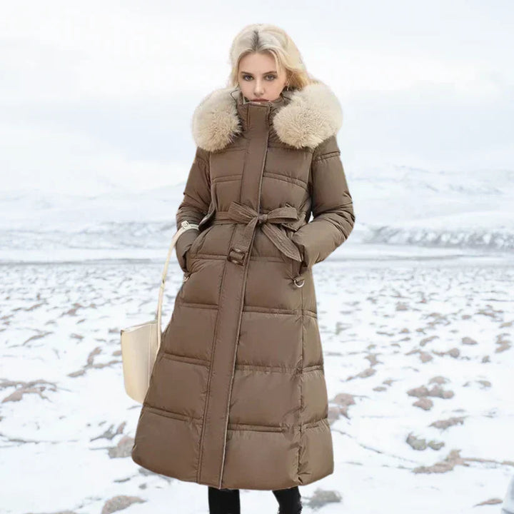 Signy | Winter Parka with Fur Hood Brown and Beige