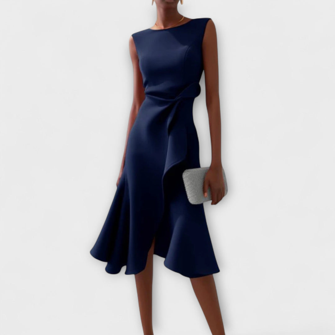 Misty | Sophisticated Midi Dress Navy Blue