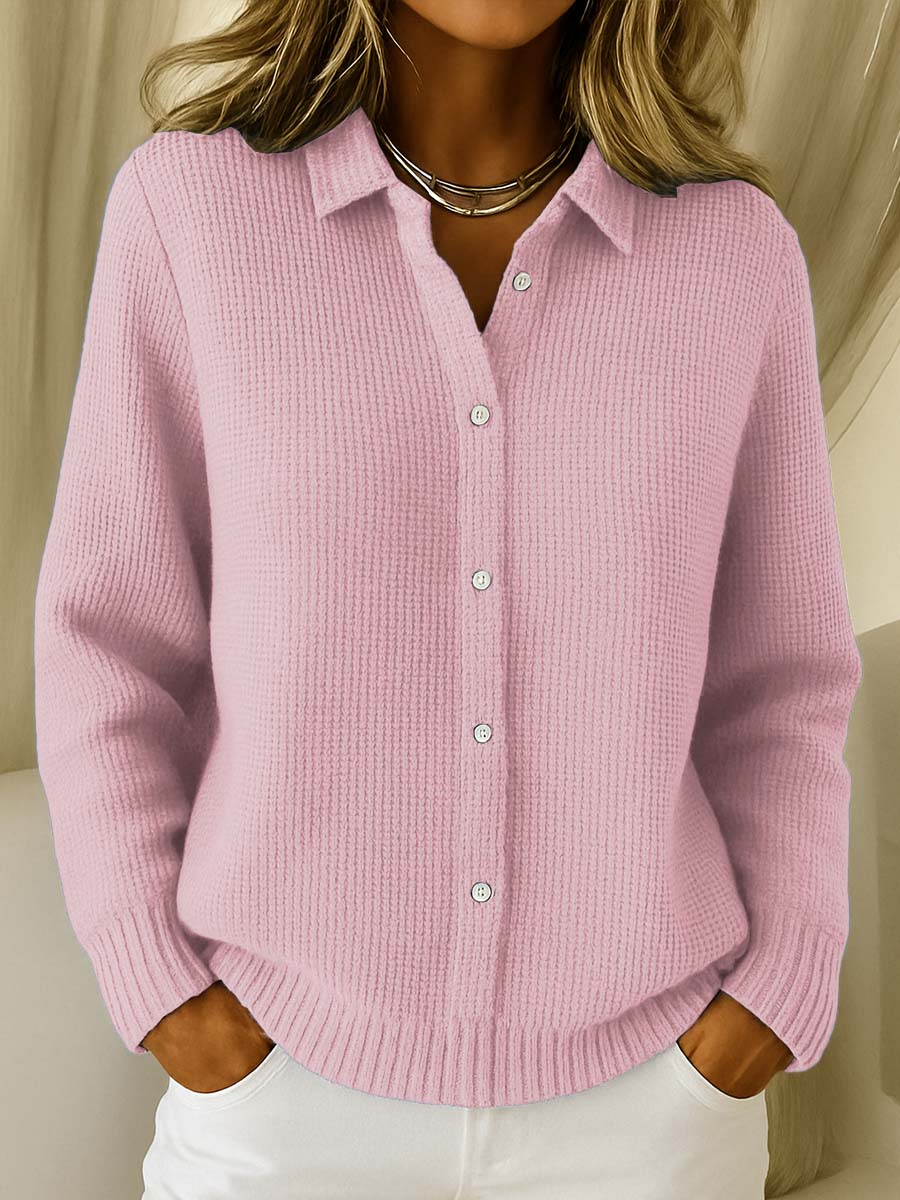 Elaine | Classic Knit Button Cardigan Pink