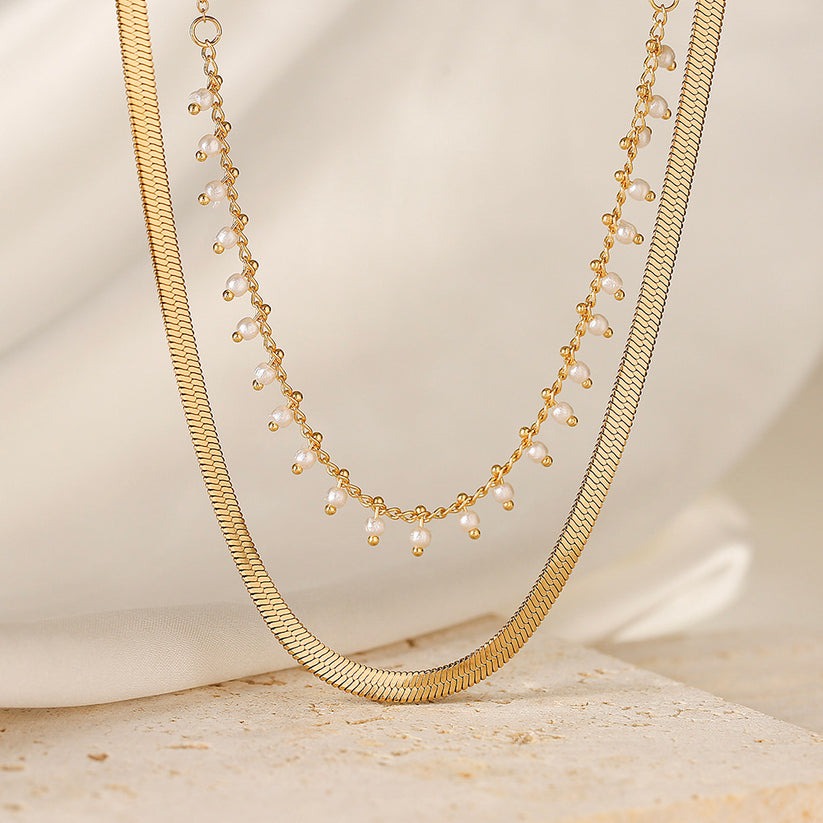 Melinda | Luxe Snake Choker & Pearl Jewelry Set 18K Gold