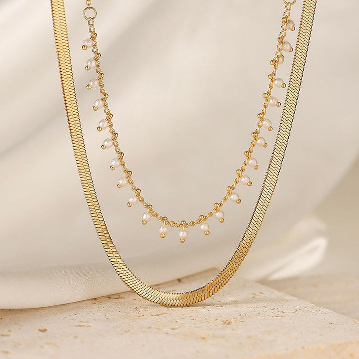 Melinda | Luxe Snake Choker & Pearl Jewelry Set 18K Gold