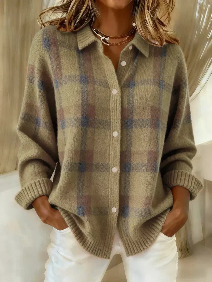 Claire | Cozy Button-Up Sweater Brown