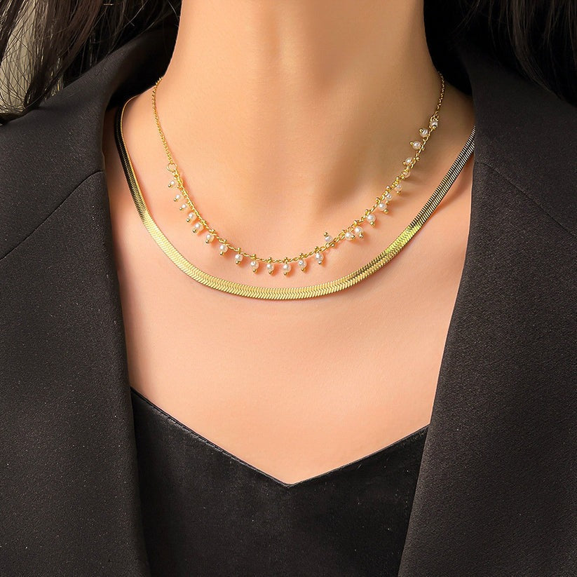 Melinda | Luxe Snake Choker & Pearl Jewelry Set 18K Gold