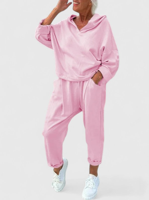 Fenna | Comfortable Hooded Sweatshirt Set Pink