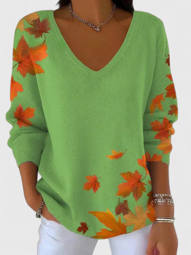 Sera | Elegant V-Neck Sweater Green