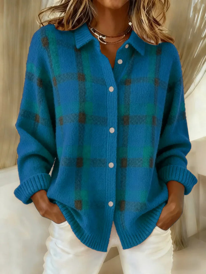 Claire | Cozy Button-Up Sweater Blue