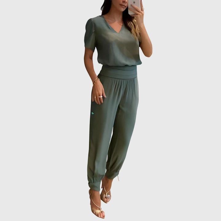 Josephine | Stylish Blouse and Pants Set Olive