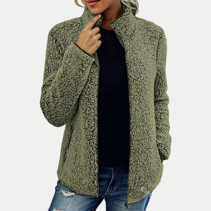 Martha | Warm Comfortable Fleece Jacket Green