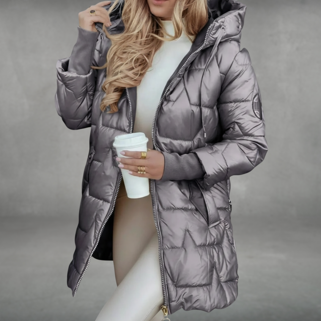 Mira | Long Quilted Jacket Gray