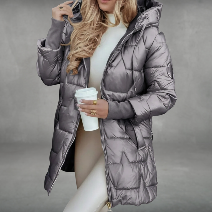 Mira | Long Quilted Jacket Gray