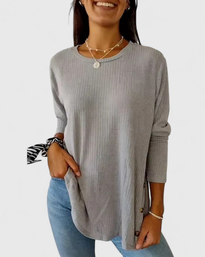 Sarah | Elegant Crew Top Grey