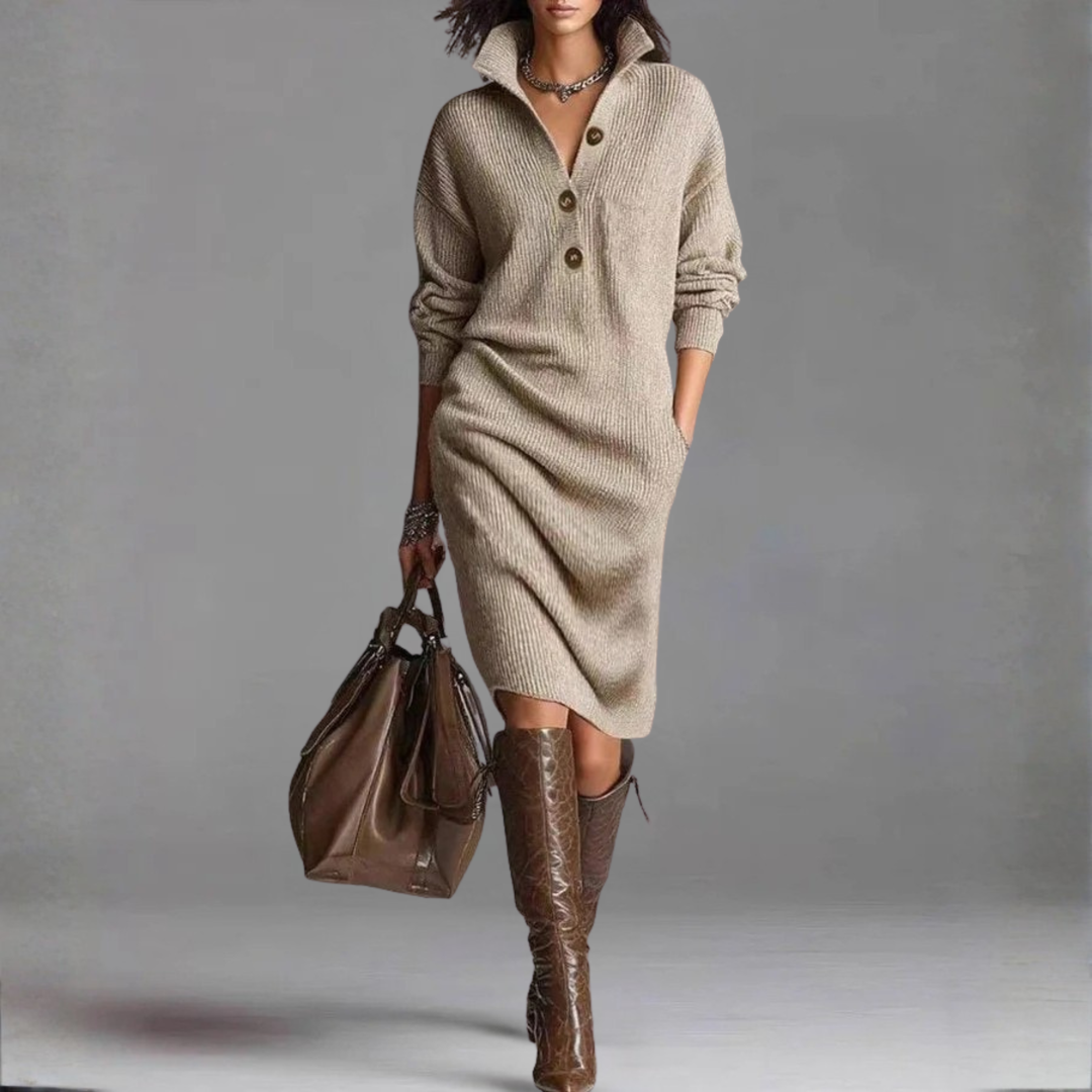 Zoe | Warm Knit Dress Khaki