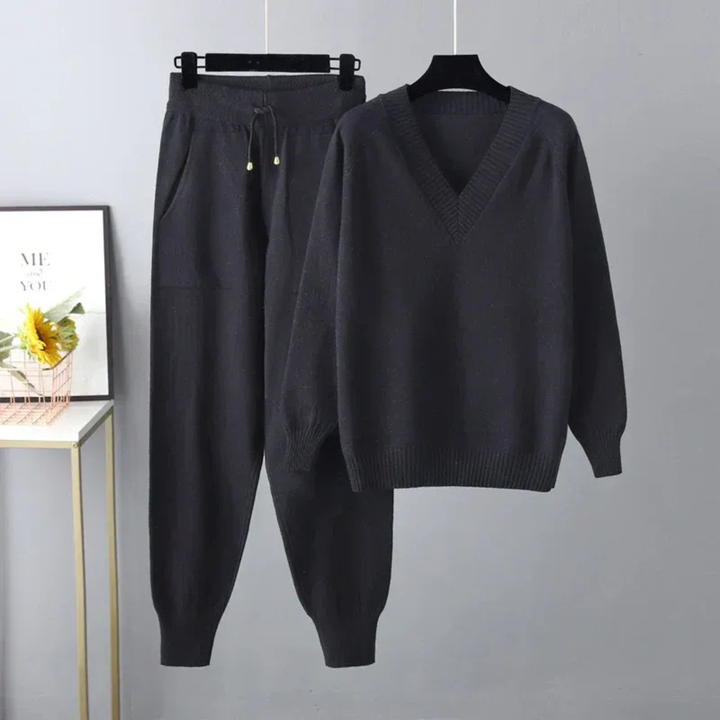 Caroline | Two-Piece Set with Long Sleeves Black One size