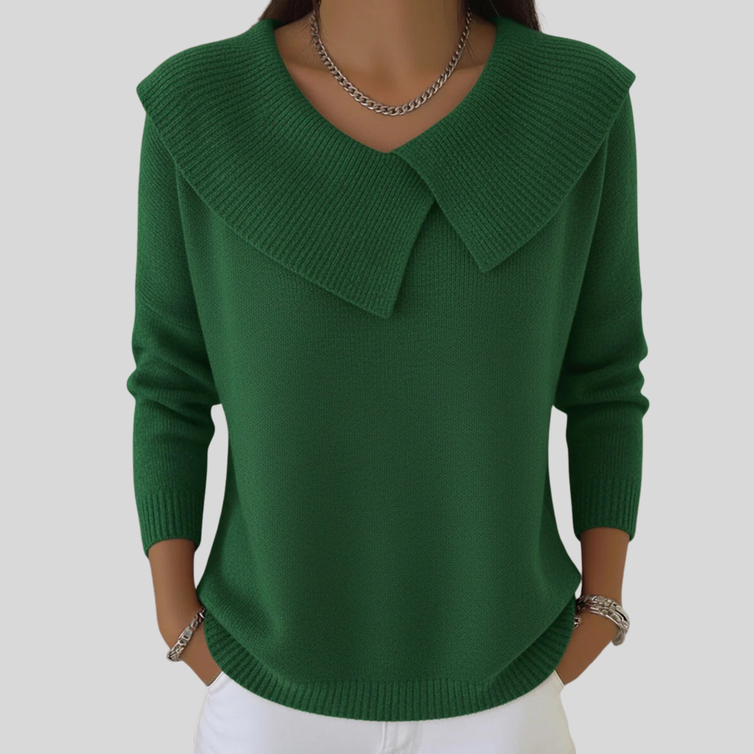 Lucia | Cozy Sweater with a Soft Collar Green