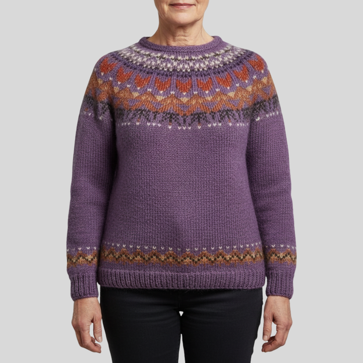Lana | Elegant Vintage Crew Neck Purple