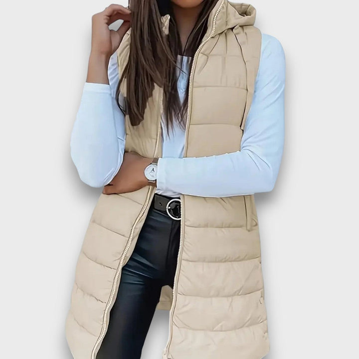 Kaira | Casual Sleeveless Hooded Puffer Vest Off-White