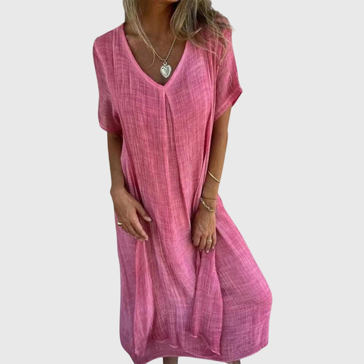 Nelle | Elegant Lightweight V-Neck Dress Pink