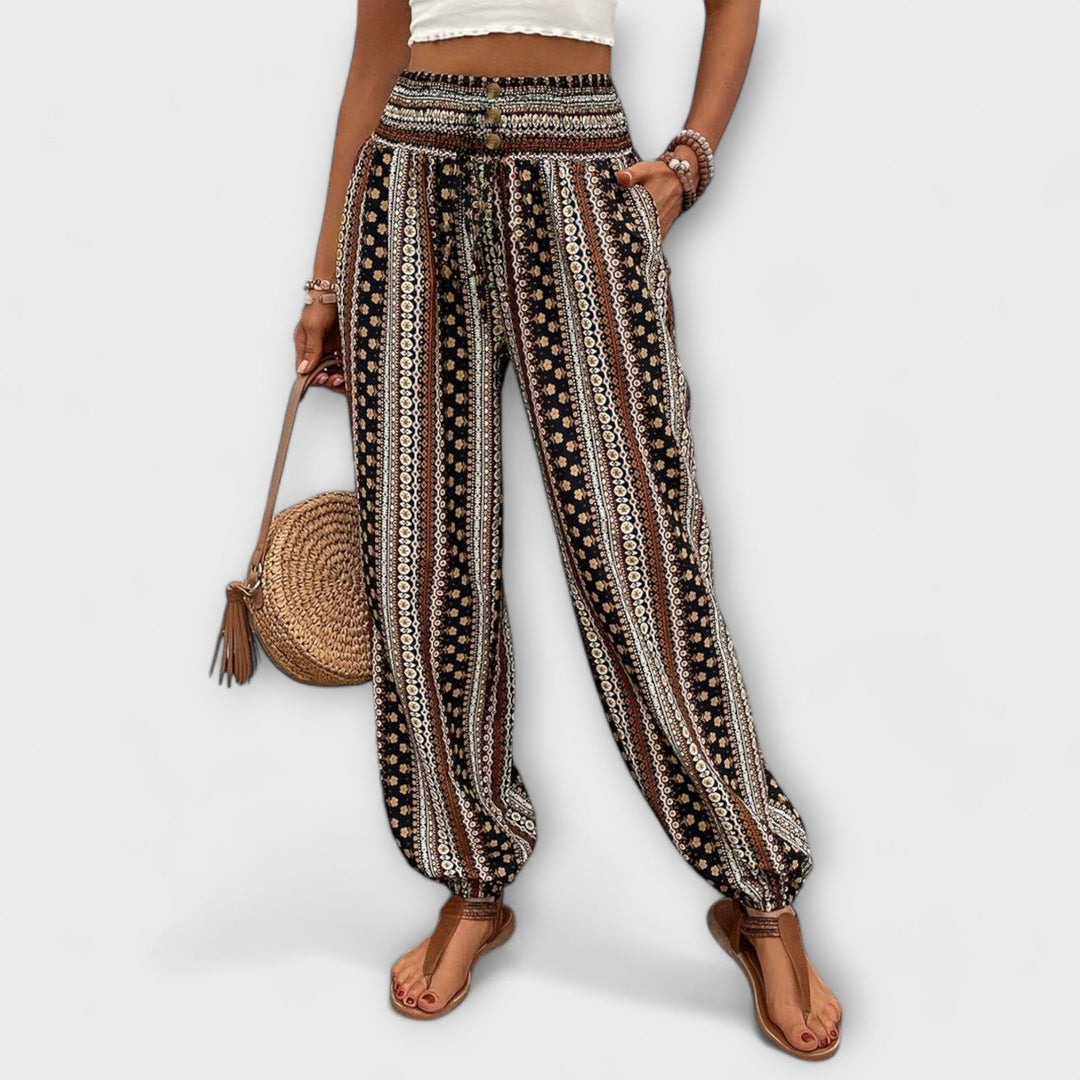 Emily | Ethnic Graphic Pants Brown