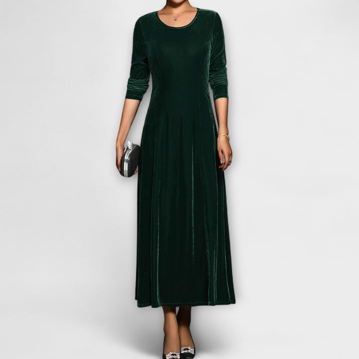 Maya™ | Soft Velvet A-Line Dress Green