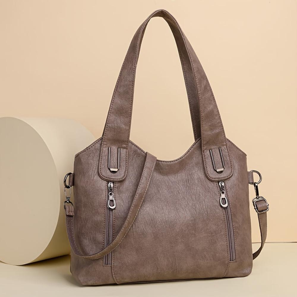 Emma Retro Tote Shoulder Bag Khaki