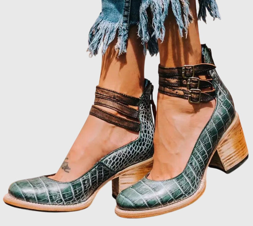 Nina™ | Elegante und Bequeme Sandalen Grüne Schlange