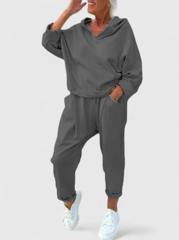 Fenna | Comfortable Hooded Sweatshirt Set Gray
