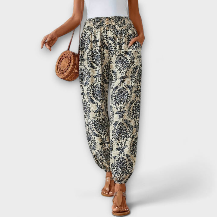 Emily | Ethnic Graphic Pants Beige
