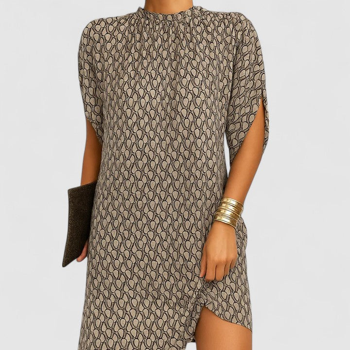 Krista | Elegant Dress Beige Pattern