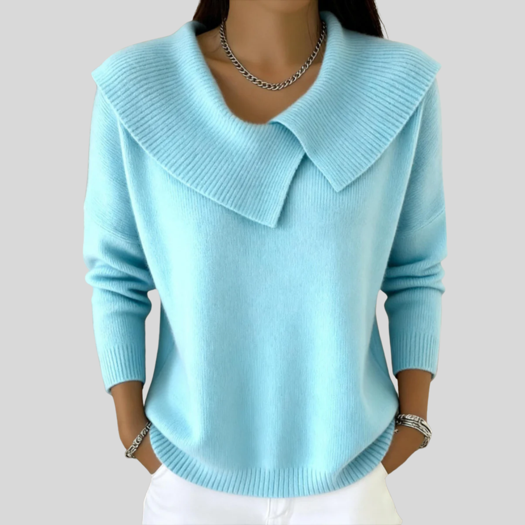 Lucia | Cozy Sweater with a Soft Collar Sky Blue