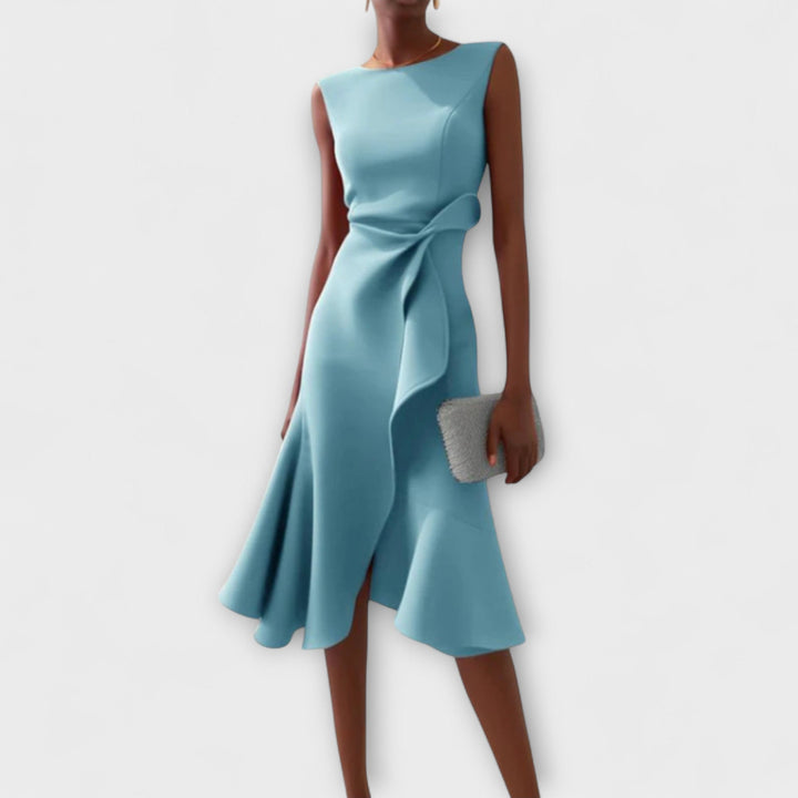 Misty | Sophisticated Midi Dress Light Blue