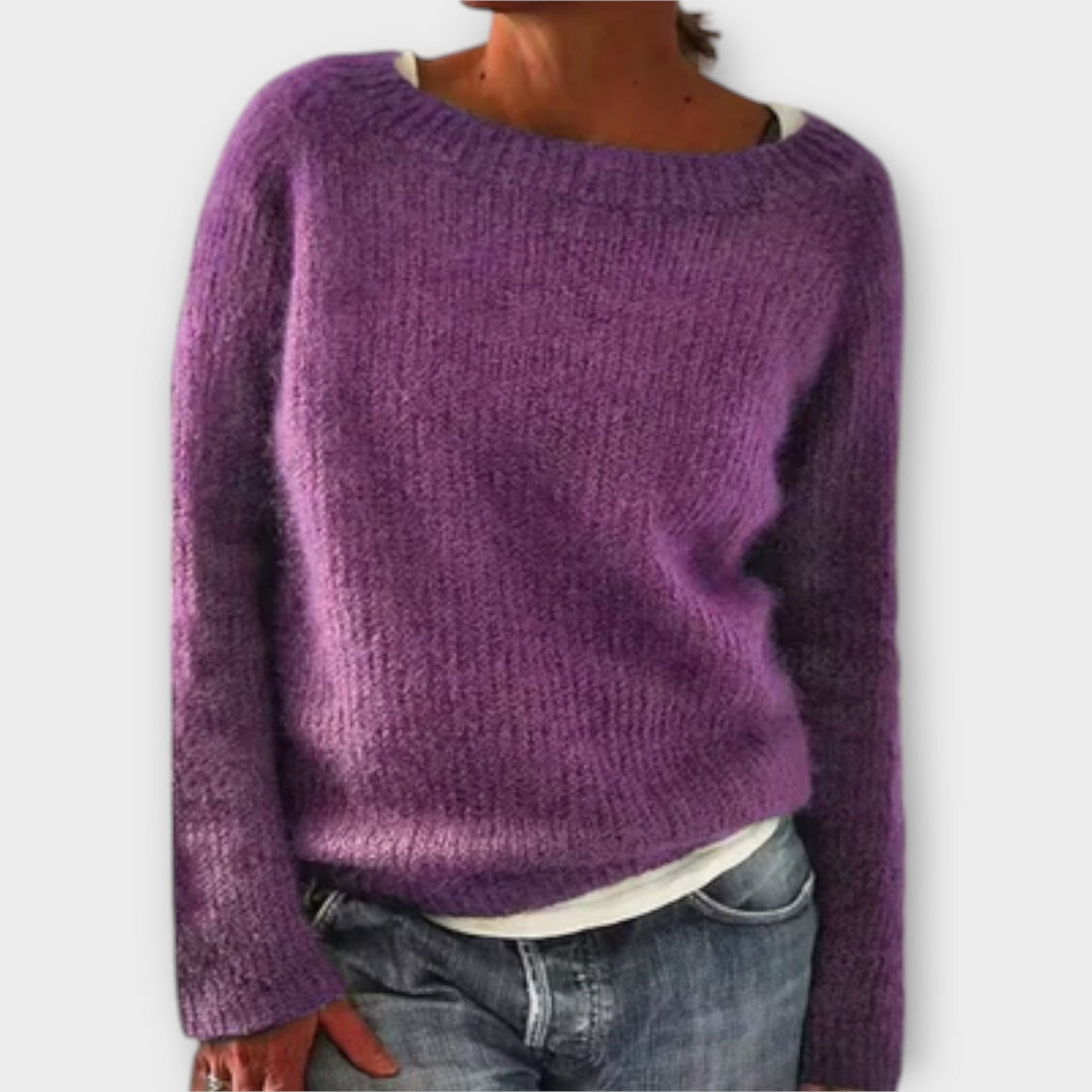 Regine | Solid Colour Knitted Jumper Purple