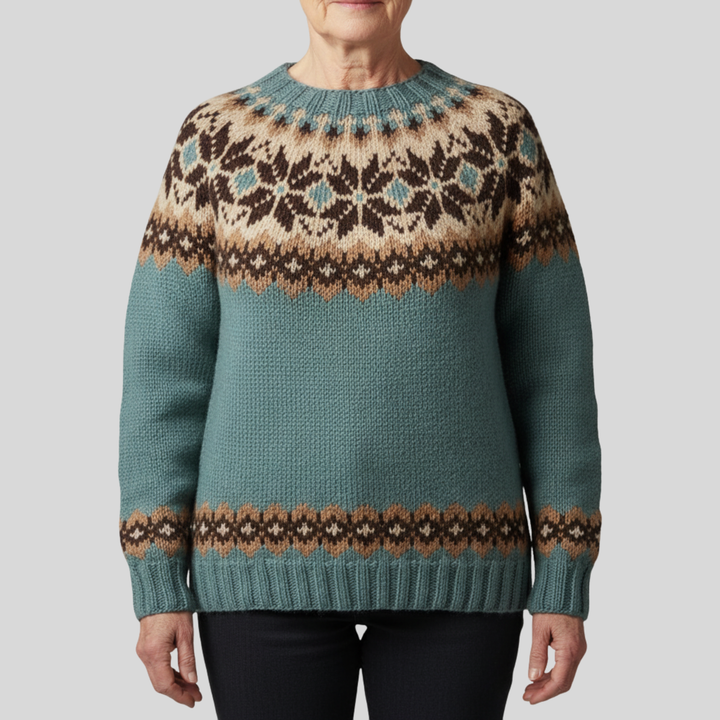 Lana | Elegant Vintage Crew Neck Cyan