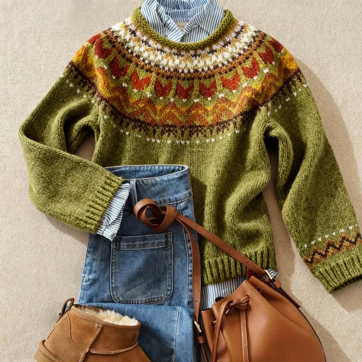 Ardent™ | Elegant Vintage Knit Sweater Green