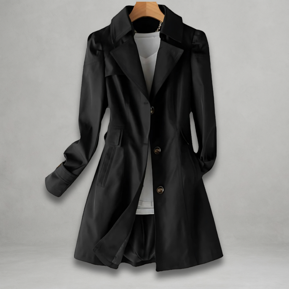 Jamie | Elegant Autumn Trench Coat Black