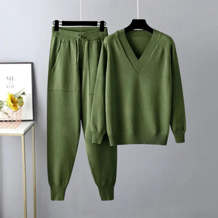 Caroline | Two-Piece Set with Long Sleeves Green One size
