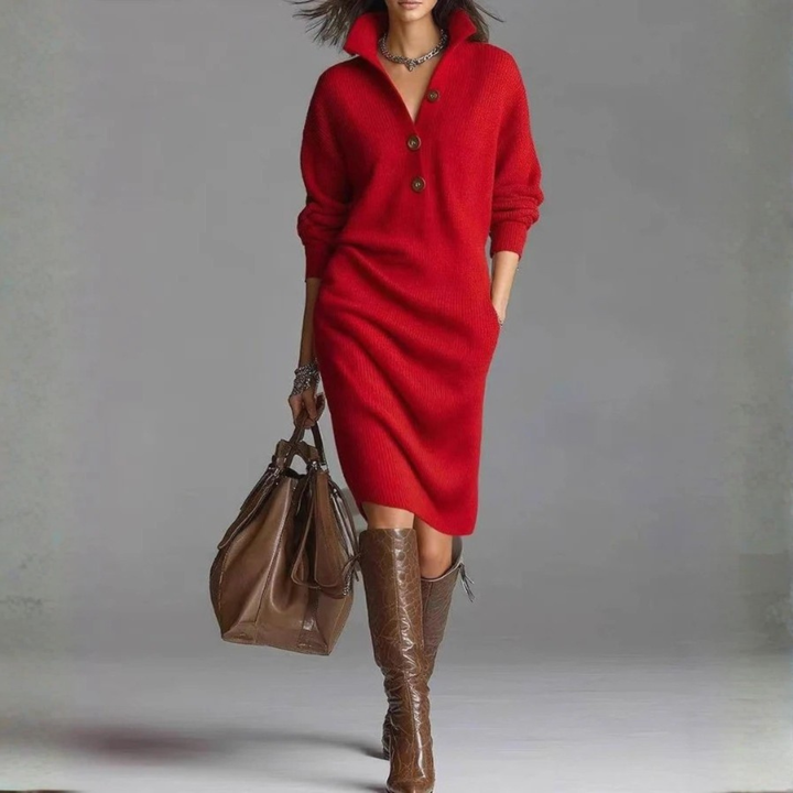 Zoe | Warm Knit Dress Red