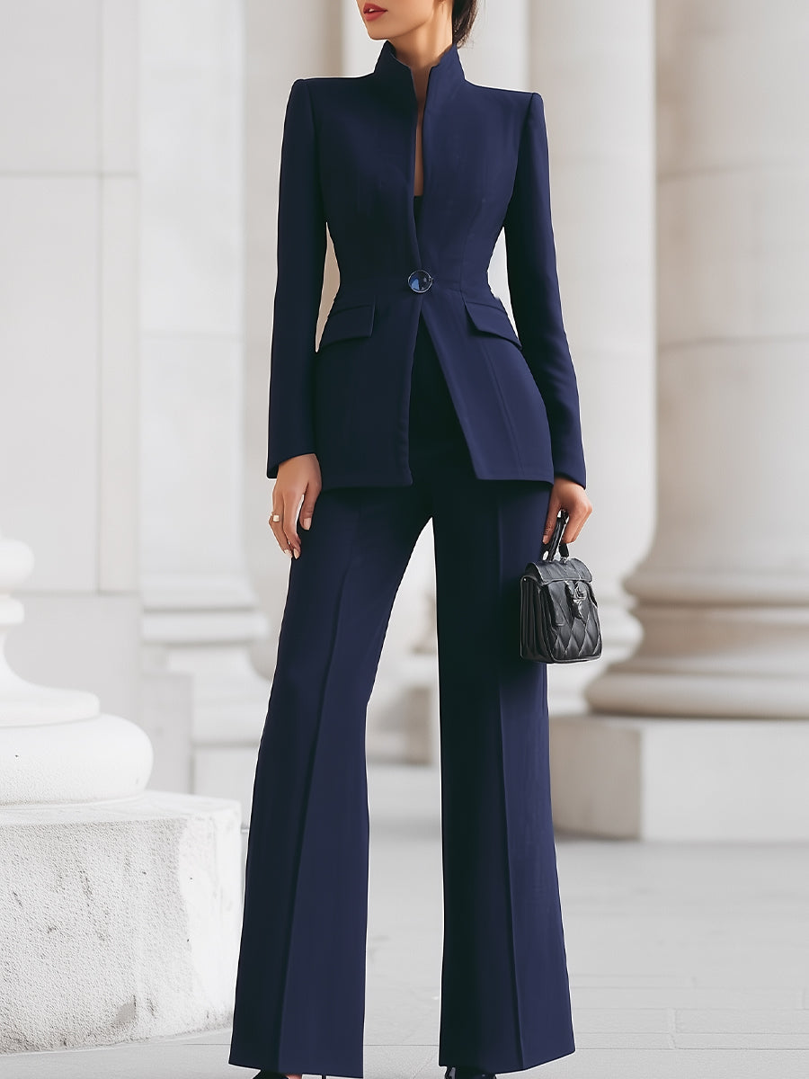 Lisa | Elegant Blazer & Pants Suit Set Blue