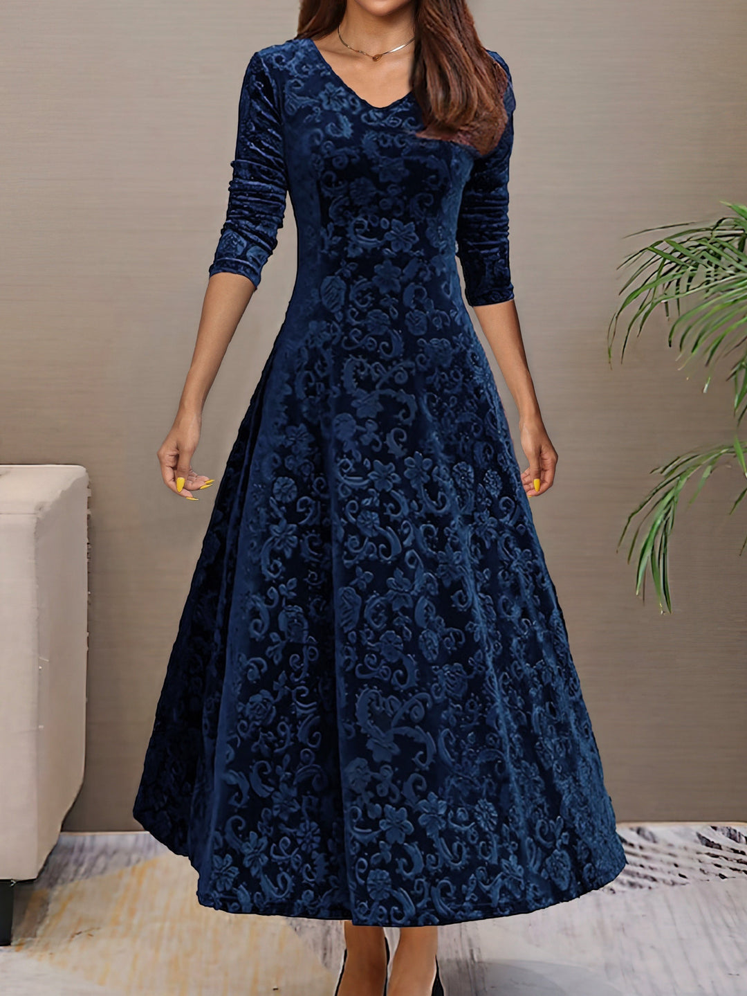 Kylie™ | Holiday Velvet Maxi Dress Blue