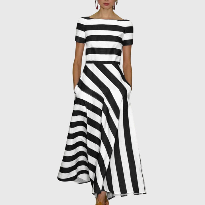 Nora | Striped Dress Black