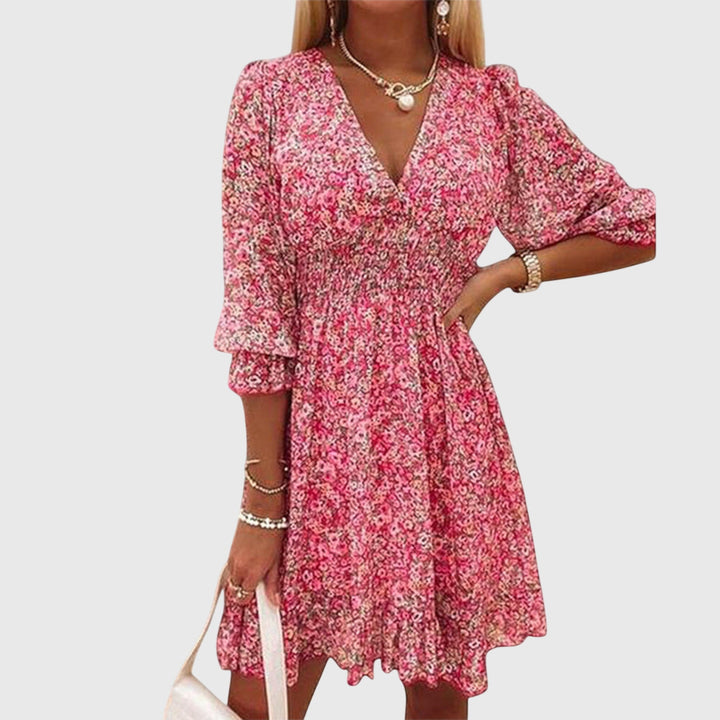 Lucia | Floral Puff Sleeve Dress Pink