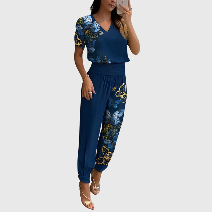 Josephine | Stylish Blouse and Pants Set Blue