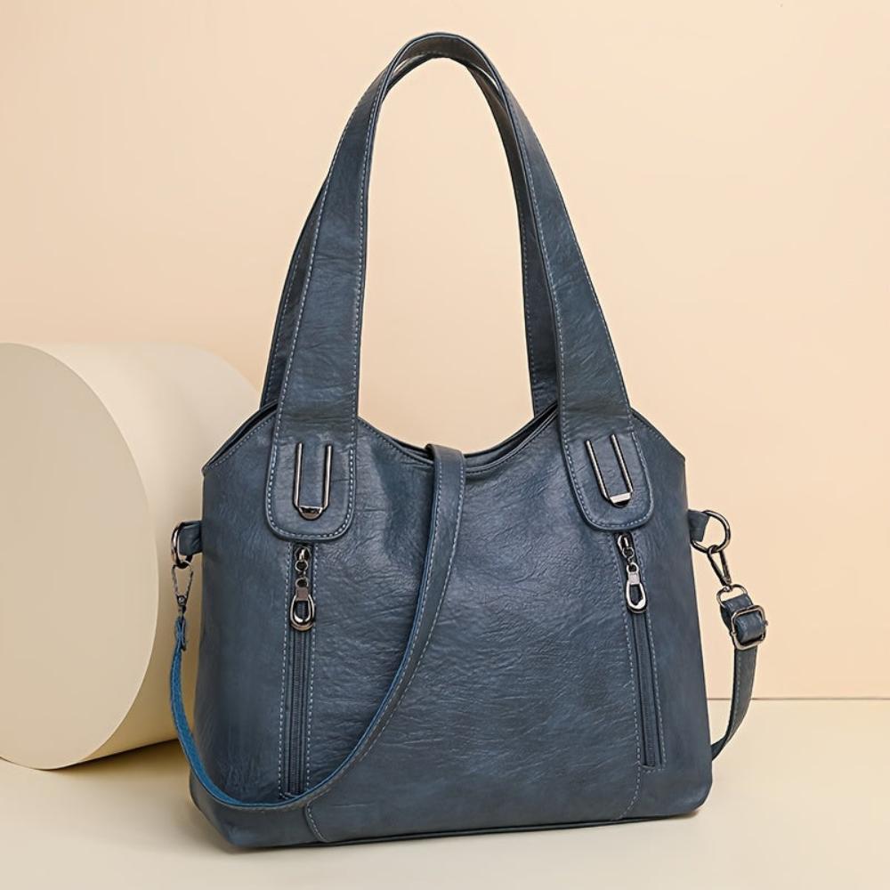 Emma Retro Tote Shoulder Bag Blue