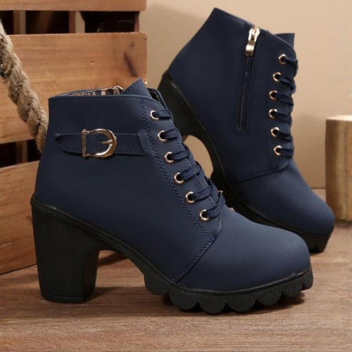Mira | Stylish Block Boots Blue