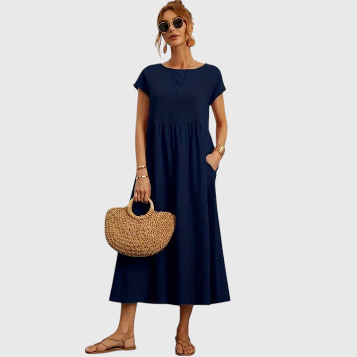 Jolene | Comfortable Midi Dress Dark Blue